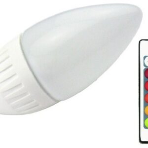 Lampada LED C37 220V E14 RGB + Branco 4000K 5,5W c/ Comando