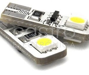 Blister 2x Lampadas T10/W5W 2 LEDs SMD5050 12V Branco 6000K CANBUS