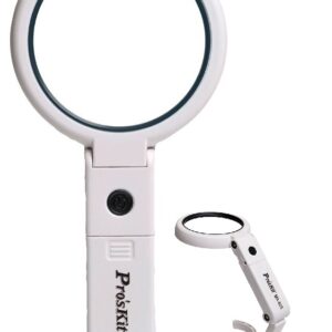 Lupa Port?til c/ Luz LED e Suporte Articulado Embutido - Proskit MA-025