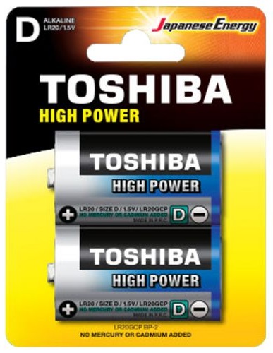 Blister 2 Pilhas Alcalinas 1,5V D / LR20 - TOSHIBA