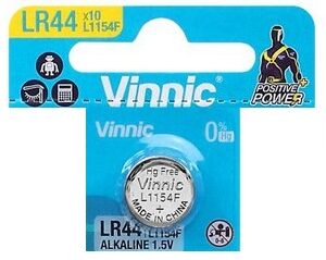 Pilha Alcalina 1,5V (G13/AG13/L1154/LR44/157/V13GA/RW82/A76) - VINNIC