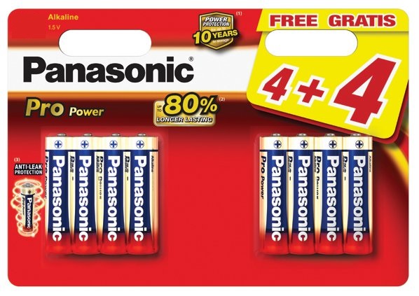 Blister 4+4 Pilhas Alcalinas 1,5V LR6 AA - PANASONIC