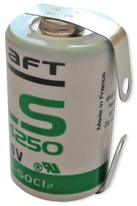 Pilha Litio Li-SOCl2 1/2AA 3,6V 1200mAh c/ Patilhas - SAFT
