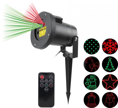 Projector Laser c/ Efeitos Natal 5W p/ Exterior c/ Comando (Vermelho/Verde) - WELL