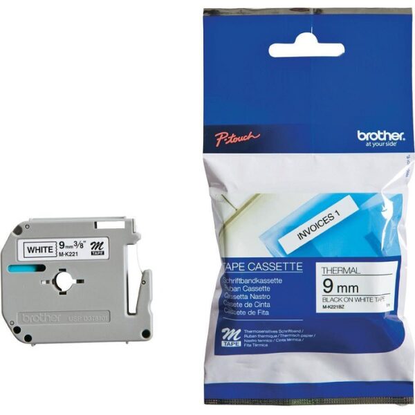 Fita Original MK221 Preto Sobre Branco - BROTHER