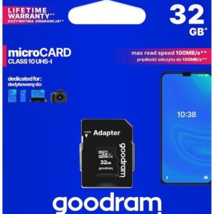 Cartão de Memória 32GB UHS-I MicroSD + Adaptador SD (CLASS 10) - GOODRAM