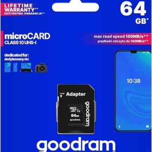 Cartão de Memória 64GB UHS-I MicroSD + Adaptador SD (CLASS 10) - GOODRAM