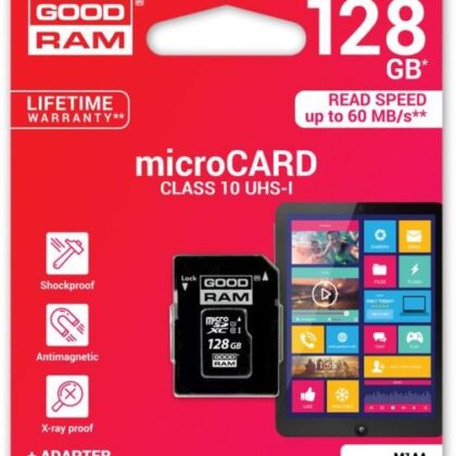 Cartão de Memória 128GB UHS-I MicroSD + Adaptador SD (CLASS 10) - GOODRAM