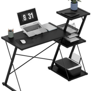 Mesa de Escritório Leader 3.5 116cm c/ Prateleiras (Preto) - MARK ADLER