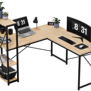 Mesa de Escritório Leader 5.9 145cm c/ Prateleiras (Carvalho) - MARK ADLER