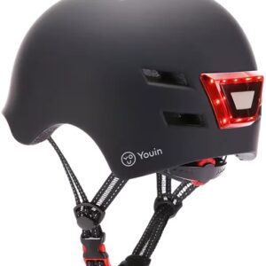 Capacete c/ LED Dianteiro e Traseiro (Preto) - YOUIN