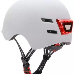 Capacete c/ Luz LED Dianteiro e Traseiro (Branco) - YOUIN