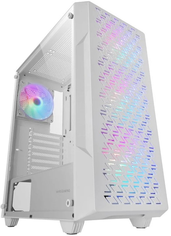 Caixa ATX MC-GEO FRGB Vidro Temperado (Branco) - MARS GAMING