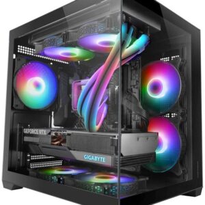 Caixa Micro-ATX MC-VIEW2 Custom Premium Frameless Vidro Temperado (Preto) - MARS GAMING