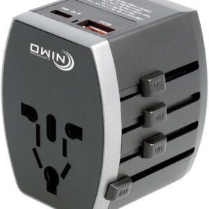 Ficha Adaptadora Universal de Viagem 1500W c/ Portas USB-C e USB-A - NIMO