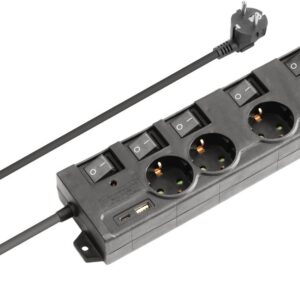 Extens?o Quadrupla c/ Interruptores Individuais / Porta USB-C / USB-A (1,3 mts) - NIMO