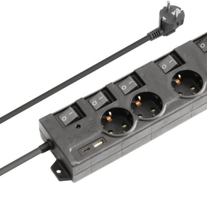 Extens?o Quadrupla c/ Interruptores Individuais / Porta USB-C / USB-A (1,3 mts) - NIMO