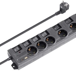 Extens?o Sextupla c/ Interruptores Individuais / Porta USB-C / USB-A (1,3 mts) - NIMO
