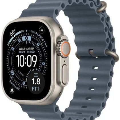 Apple Watch Ultra 3 GPS + Cellular 49mm Titânio Natural c/ Bracelete Ocean Azul-Âncora