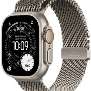 Apple Watch Ultra 3 GPS + Cellular 49mm Titânio Natural c/ Bracelete Loop Milanesa Titânio Natural M