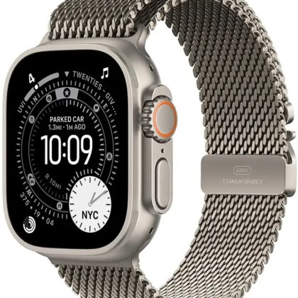 Apple Watch Ultra 3 GPS + Cellular 49mm Titânio Natural c/ Bracelete Loop Milanesa Titânio Natural L