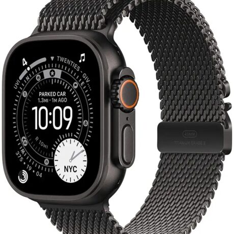 Apple Watch Ultra 3 GPS + Cellular 49mm Titânio Preto c/ Bracelete Loop Milanesa Titânio Preto M
