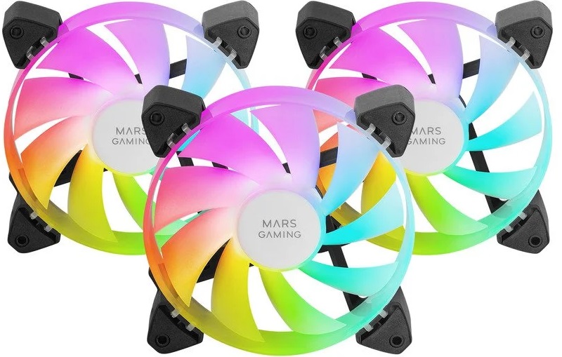 Pack 3x Ventoinhas ARGB 120mm MF-3A (Preto) - MARS-GAMING