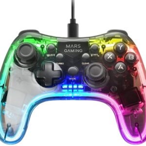 Comando Gamepad MGPC Neon RGB Dual Haptic PC/PS3/Mac/Switch (Transparente) - MARS GAMING