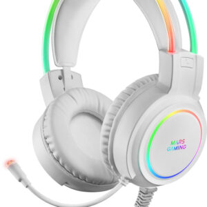 Auscultadores Headset c/ Microfone MH RGB Jack 3.5mm (Branco) - MARS GAMING