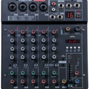 Mesa de Mistura 6 Canais c/ Função Live Streaming + Gravador USB - FONESTAR