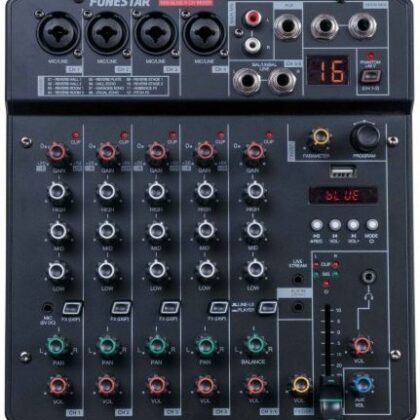 Mesa de Mistura 6 Canais c/ Função Live Streaming + Gravador USB - FONESTAR