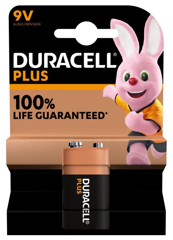 Pilha Alcalina 9V 6LR61 - Duracell PLUS