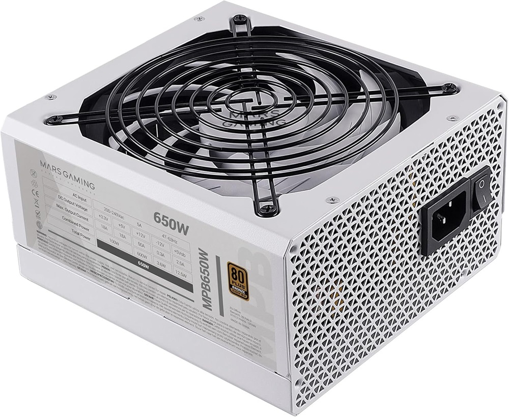 Fonte de Alimentação ATX 650W 80 Plus Bronze (Branco) - MARS-GAMING
