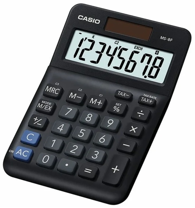 Calculadora Básica MS-8F Secretária 8 Digitos (Preto) - CASIO