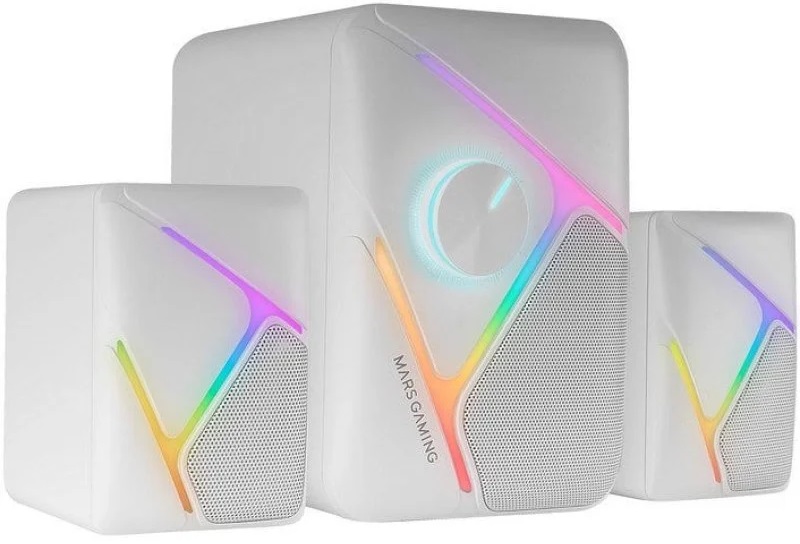 Colunas MS-H21 Gaming Stereo 2.1 RGB 3D Surround 35W (Branco) - MARS-GAMING