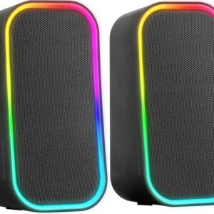 Colunas Bluetooth 5.3 MS-OM Gaming Stereo 2.0 RGB+ Aux-In 20W Peak (Preto) - MARS GAMING