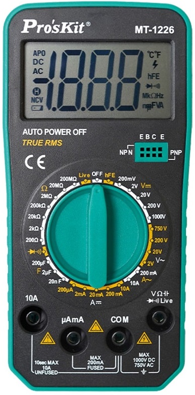 Multímetro Digital 3½ Retroiluminado True RMS 1000V - Proskit