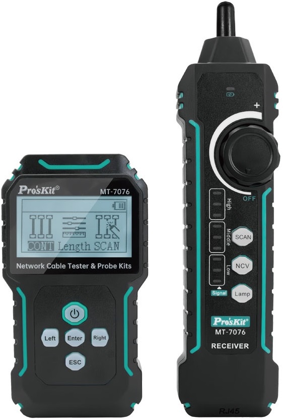 Testador Cabos de Rede LAN / PoE c/ Ecrã LCD e Gerador de Tons - Proskit