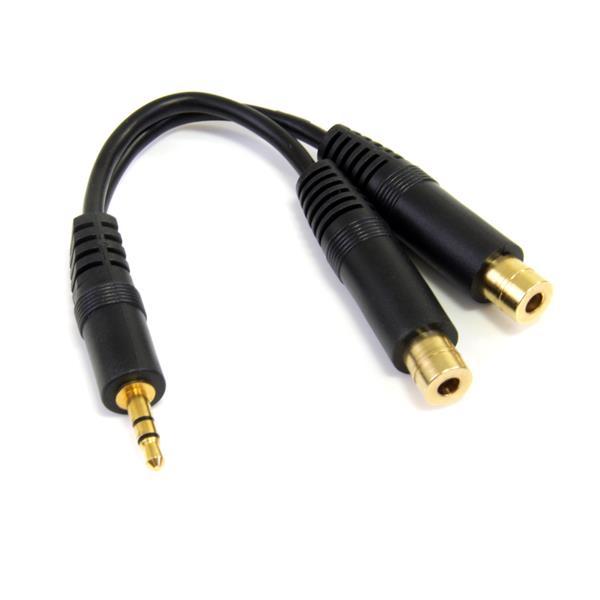 Cabo Jack 3.5mm Macho Stereo - 2x Jack 3.5mm Fêmea (15cm) - STARTECH