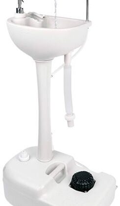 Lavatório Portátil c/ Depósito 17L + Depósito de Sabão 3L (Branco) - MUVIP