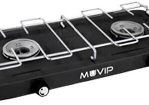 Fogareiro a G?s 2 Bicos c/ Grelha Remov?vel (Preto) - MUVIP