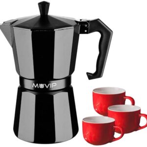 Cafeteira Italiana Alumínio 3 Chávenas (Preto Fosco) - MUVIP