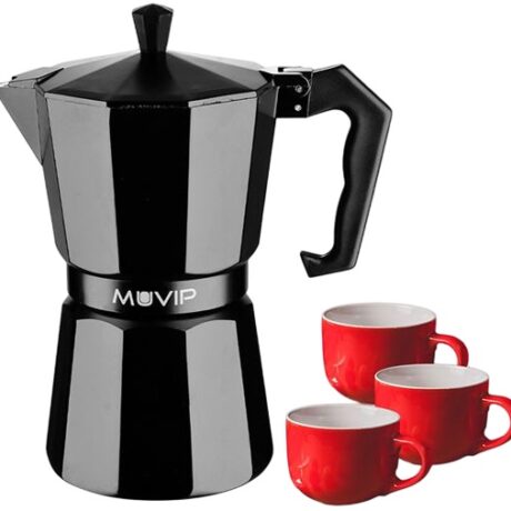 Cafeteira Italiana Alumínio 3 Chávenas (Preto Fosco) - MUVIP