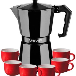 Cafeteira Italiana Alumínio 6 Chávenas (Preto Fosco) - MUVIP