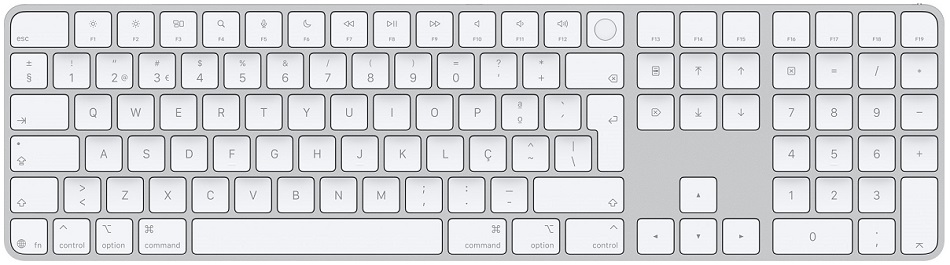 Teclado PT Magic Keyboard USB-C c/ Touch ID + Teclado Numérico (Prateado/Branco) - APPLE