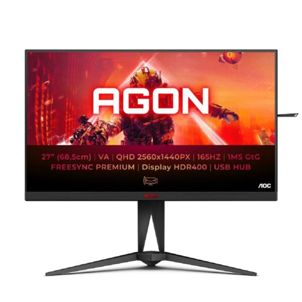 Monitor AOC AGON AG275QXN AG5 Series 27" QHD 165 Hz VA DisplayHDR 400 1ms 2xHDMI + 2xDisplayPort