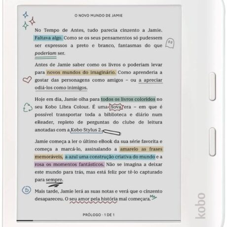E-Book Libra Colour 7 Ecrã Táctil 32GB Wi-Fi (Branco) - RAKUTEN KOBO