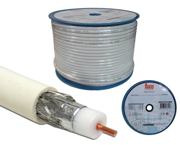 Bobine Cabo Coaxial RG6 Branco (100 mts) - TEKA