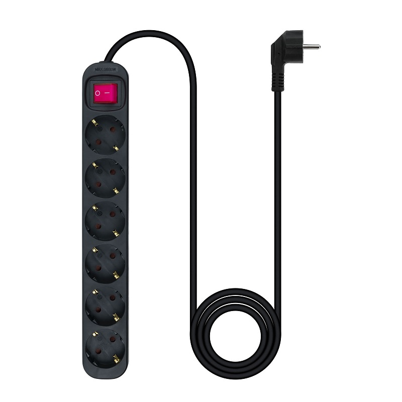 Extensão Sextupla Preto (1,4 mts) - Nanocable