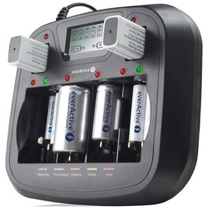 Carregador de Pilhas com Display LCD Ni-MH / Ni-Cd (AA, AAA, C, D e 9V) - everActive NC-900U